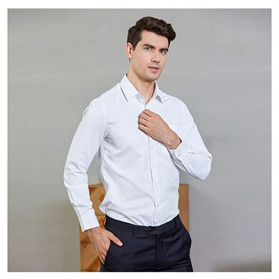 职业装衬衫男士纯白色工作服衬衣款式图007