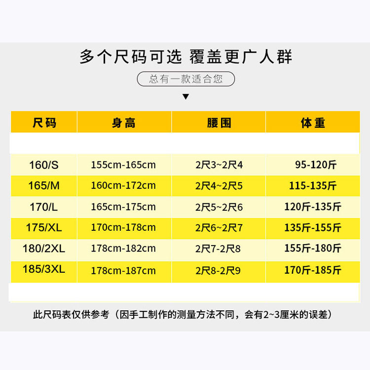 服裝尺碼表