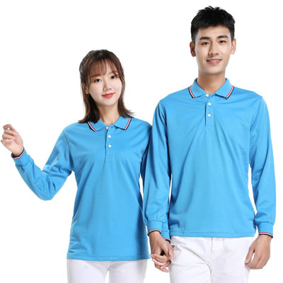 孔藍色長袖T恤男款女款POLO衫