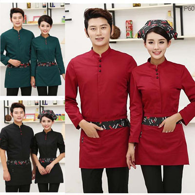 美麗的餐廳服務員工作服秋冬裝