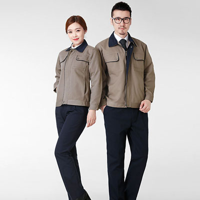 黑領灰色工作服繡字工衣勞保服秋冬裝