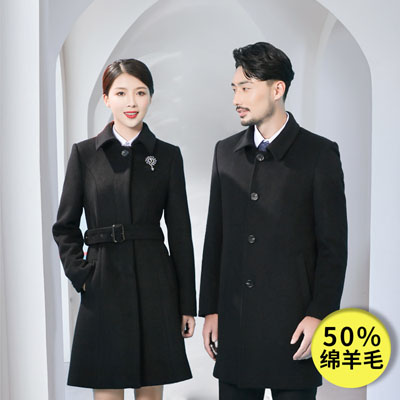 50%黑色綿羊毛呢子大衣內膽可拆卸夾棉加厚保暖男女同款冬裝工作服D2007nidayui