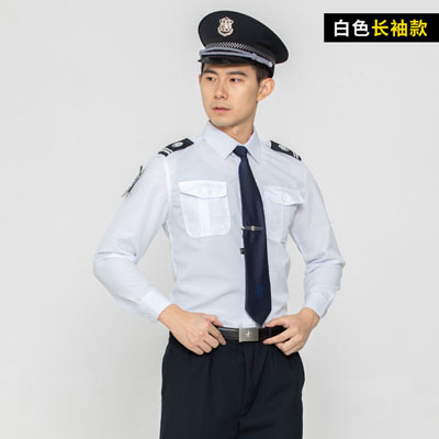 白色門衛襯衫長袖樓盤禮儀保安服