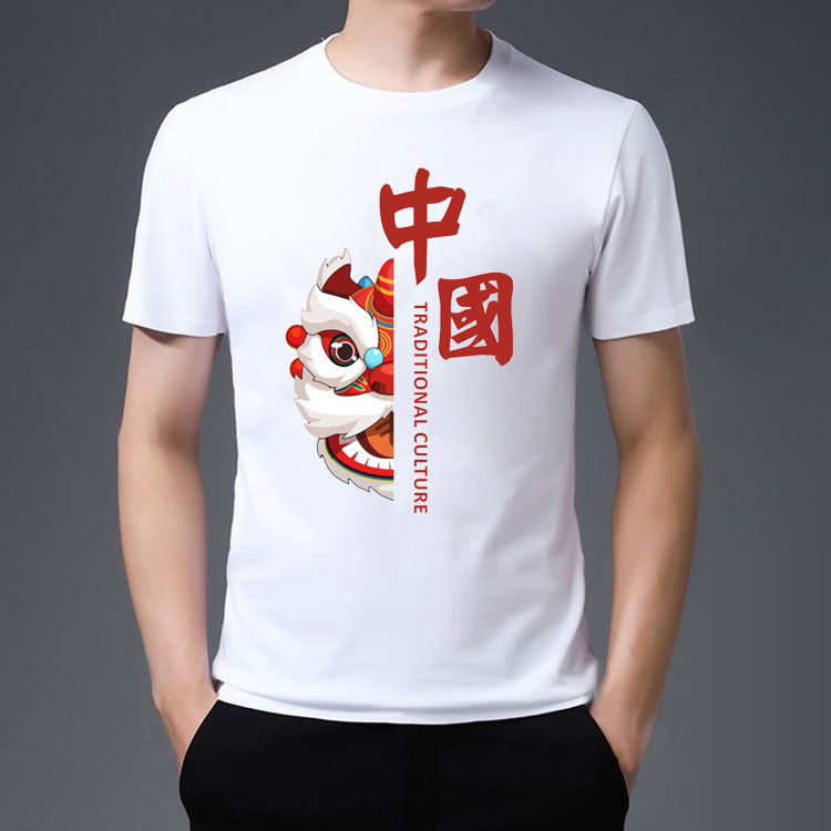 中国风T恤印脸谱图案白色图