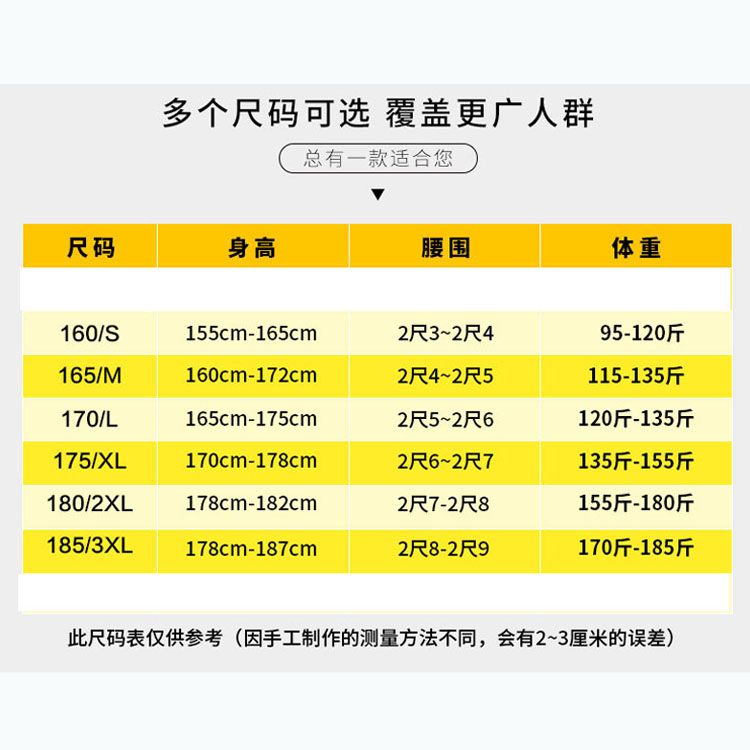 服裝尺碼表