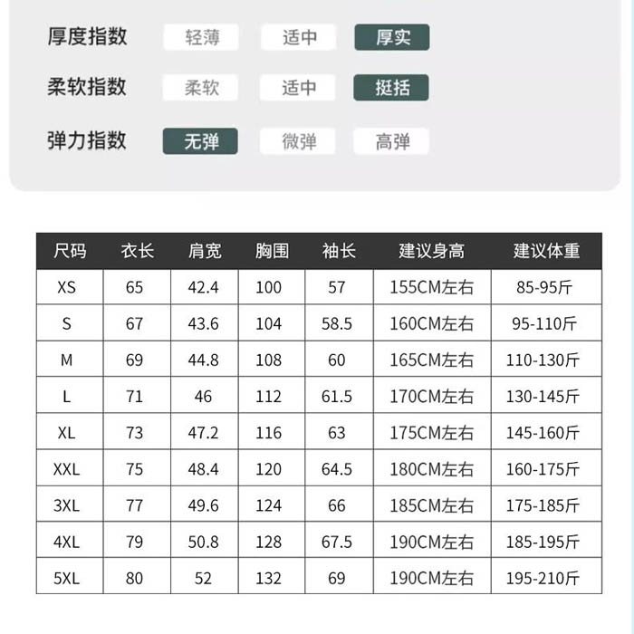 服装尺码表