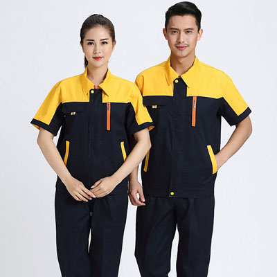 拼色工作服夏裝短袖男女同款工衣