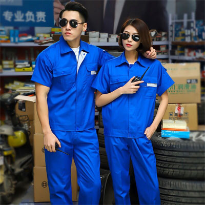 夏裝工作服男女同款米粉廠配件廠服
